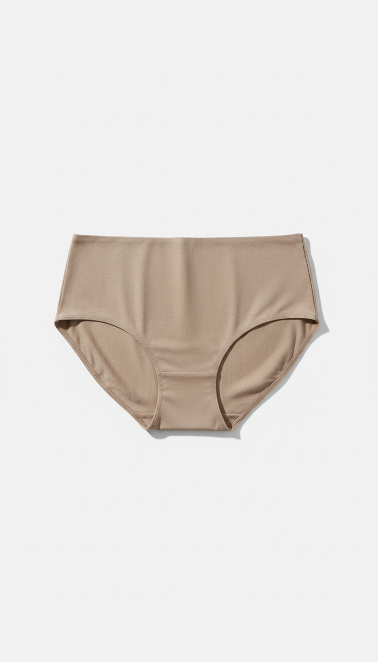 Cotton high-waist panty in soft taupe